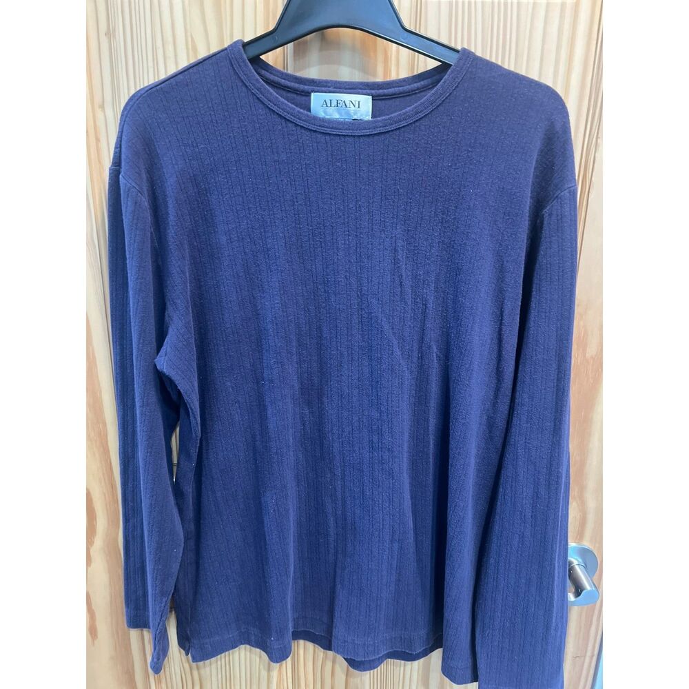 Alfani Men's Waffle Crew Neck Long-Sleeve T-Shirt Size Large